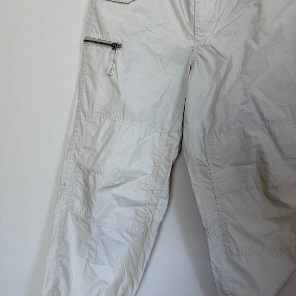 Anthropologie Utility Cargo Pants Size 26 | Beige Cropped Drawstring Hem - Picture 5 of 9
